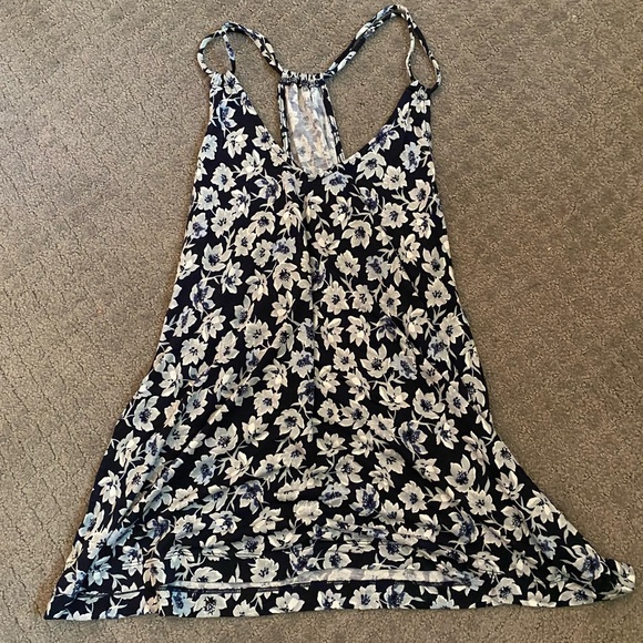 🦋4/$20 SALE - The LOFT outlet navy floral racerback tank top - Picture 2 of 5